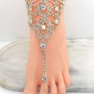 Anklet Toe Ring Slave Ankle Bracelet AB Crystals